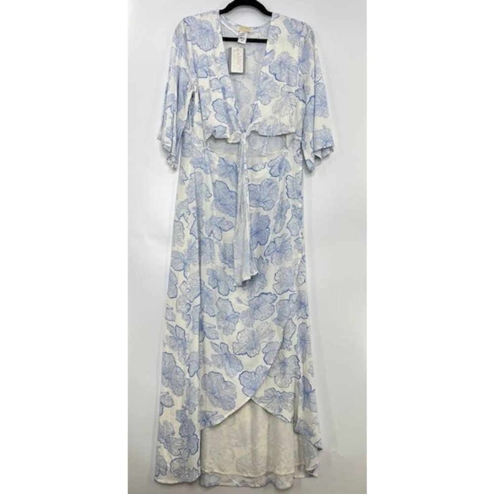 L*Space Kellen Dress in Hibiscus Tie Front Maxi Dress Floral Boho Size Large - Picture 5 of 8